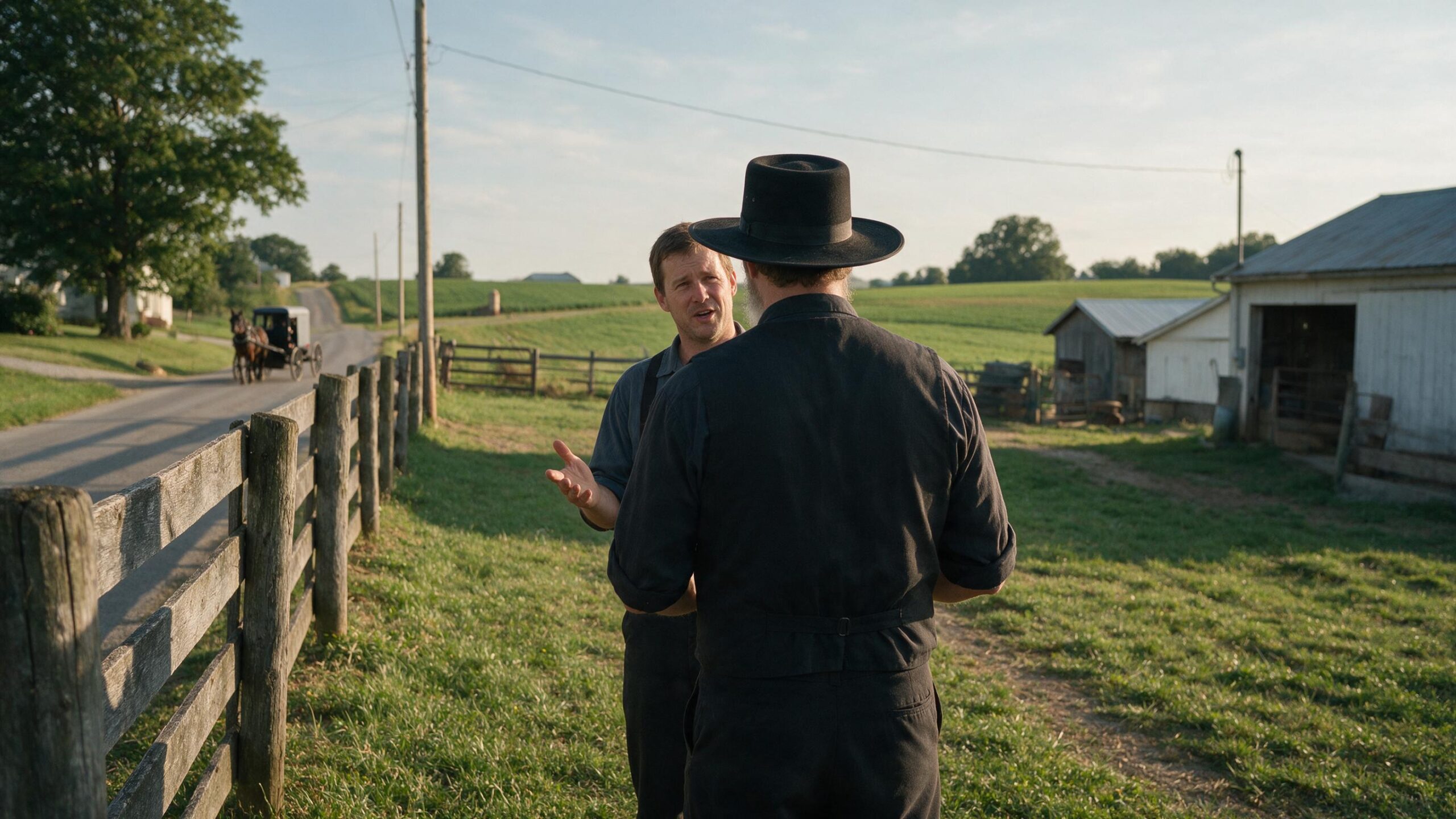 2 men talking in Holmes County, OH